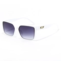 Modern square flat-top sunglasses with white frames and purple gradient lenses - C05 White