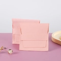Pink microfiber envelope jewelry pouch with button snap closure for earrings storage - Microfiber Envelope Style / 7*7cm / Pink