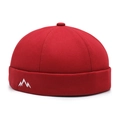 Rote bestickte Docker-Mütze mit Bergmotiv aus Baumwoll-Twill im Vintage-Hip-Hop-Stil - Verstellbar / Rot