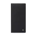 Slim men's black long wallet in saffiano leather with elegant gold metal M logo - Black