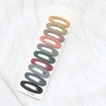 Set of 10 matte Morandi color snap hair clips on white card for kids and women - Matte Multicolor Oval Hair Clips 10Pcs Set (E5)