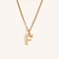 Minimalist 18k gold plated necklace featuring a polished letter F pendant for women - Gold F