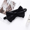 Elegant black satin sleep mask with white trim and a large bow in contrast design - Black Bow