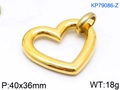 Golden 18K hollow heart pendant in polished titanium steel, size 40x36mm, model KP79086-Z - Gold Smooth Style (KP79086-Z)