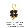 Gold four-leaf clover pendant with black heart gemstones and measurements 28x12mm - Clover Pendant / Black