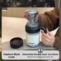 Taza de té negra de 850ml en vidrio de borosilicato con infusor de acero inox - Negro 800ml (Filtro Alto)