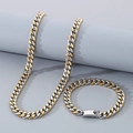 Set collana e bracciale a maglie cubane bicolore oro e argento con chiusura a scatola - Bracciale 20CM / Bicolore (Oro e Argento)