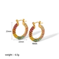 Gold hoop earrings with multicolor cubic zirconia and 25mm height dimensions - Colorful Rhinestone Large Round (MS-203)