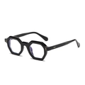 Schicke schwarze hexagonale Sonnenbrille mit goldenen Nieten und Blaulichtfilter - Glänzendes Schwarz Blaulichtfilter C5