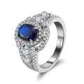 Elegant S925 sterling silver ring with large blue oval zircon and white diamond pavé - Selling Lzr18-p-6