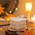 White pumpkin bubble candle for Halloween decor with Best Wishes ribbon and 6x6x5cm size - Pumpkin Cube / White