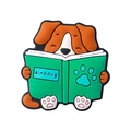 Perle en silicone motif chien avec livre vert pour accessoire de chaîne de tétine - Chiot qui Lit (kinddog)