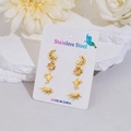 Set di 4 paia di orecchini a lobo in acciaio inossidabile dorato con luna e stelle - Oro