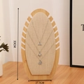 Linen necklace display stand with multi-slots in beige wood finish, height 33cm - Large 33H Flame Board Linen