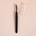 Tragbare schwarze Silikon-Wimpernbürste mit gebogenem Kopf und Kappe - Schwarz