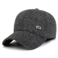 Casquette de baseball d'hiver en tweed gris foncé doublée polaire avec métal - Gris avec étiquette carrée