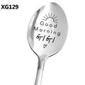 Good Morning GIGI engraved stainless steel long handle spoon with sun and heart patterns - Good Morning Gigi