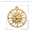 Gedetailleerde afmetingen van gouden zonnehanger met 26mm hoogte en 23mm breedte - Holle Zon (YE513)