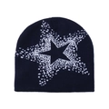 Detalle del tejido de punto del gorro azul marino con motivo de estrella pixelada urbana - M (56-58cm) / Azul Marino