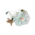 Light green floral hair clip with white tulle flowers and pearl rhinestones - Style 21 (Mint Green & White Ornament)