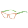 Montatura cat-eye arancio rosa traslucido con stanghette verde lime a contrasto - Montatura Rosa Gelatina Lenti Trasparenti