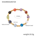 Bracciale bohémien con pietre naturali colorate e dettagli in acciaio titanio dorato - Oro