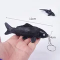 Realistic black koi fish keychain made of soft PVC with 11cm length and lifelike scales - 11cm / Keychain style / Pure Black