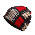 Autumn vintage plaid knitted beanie with red and black checkered pattern for warm headwear - Red and Black Houndstooth Style