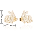 Golden hollow flower bunny stud earrings for women with 11mm by 12mm dimensions - Rabbit / Gold