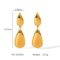 Detaillierte Größenmessung goldener Tropfenohrringe mit 1,59 cm Breite und 5,57 cm Länge - Goldener Doppelter Wassertropfen (HC-E10431)
