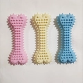 Lot de 3 os à mâcher pour chiens en rose, crème et bleu avec textures de nettoyage - Os à Pointes Cœur Moyen