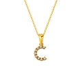 18K gold plated stainless steel necklace featuring letter C pendant with white pearls - Letter C (S-P149-C)