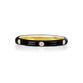 Detail of 18K gold plated ring with black enamel finish and three inset zircon stones - Jz00191 Black / Size 8