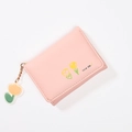 Cartera rosa para mujer de tres pliegues con estampado de tulipanes y colgante a juego - Rosa