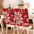 Close-up of red Christmas chair covers with white Let It Snow text and snowflake patterns - Red White Snowflake (YT01-31)