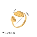 Golden double heart open ring in stainless steel with 21mm diameter and 1.8g weight - Double Heart Interlaced Open (NB-R2023036)