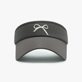 Dark grey sun visor hat for women featuring a minimalist white 3D bow design - One Size(Adjustable) / Dark Gray
