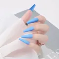Faux ongles ballerine bleu mat extra longs avec une finition givrée minimaliste - Bleu Ciel Mat (CBLM-06)