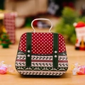 Christmas tinplate candy gift box with reindeer patterns and metal handle for kids - Red Polka Dot Reindeer Style-F
