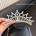 Pettine a corona d'argento per bambine con strass scintillanti, misura 6,6x5,9cm - #8 Pettine Corona Abbagliante