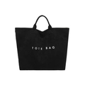 Borsa tote nera minimalista con scritte bianche e grande capacità a tracolla - Nero