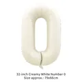 32-inch cream white aluminum foil balloon in number zero shape for birthday party decor - 32 Inch Number 0 / Cream White
