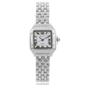 Women's silver square quartz watch with Roman numerals and diamond-set steel bracelet - Square Heart Silver
