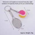 Mini silver tennis racket keychain with pink and yellow ball, 20g weight sport charm - 2.5cm Large (Rose Red + Yellow) Dual-tone Tennis Ball + Silver Racket