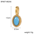 Detailed view of heart-shaped blue zircon pendant with gold beaded edges and dimensions - BP48714B2A6 / Dark Blue