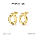 Detailed view of twisted irregular gold geometric earrings with 18x15mm size and 7g weight - Twisted Streamlined Style (KE110906-KJX) / Gold