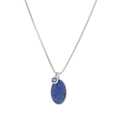 Collar de cadena plateada minimalista con colgante ovalado de lapislázuli azul oscuro - N2678-ST (Colgante Doble con Textura de Piedra Azul Oscuro)