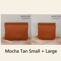 Mocha brown PU leather organizer pouches in large and small sizes with spring closure - Small + Large / Mocha Brown