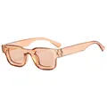 Vintage small square sunglasses featuring thick amber orange transparent resin frames - Light Tea
