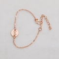 Rose gold alphabet bracelet featuring a hollow round letter E charm with lobster clasp - Rose Gold E